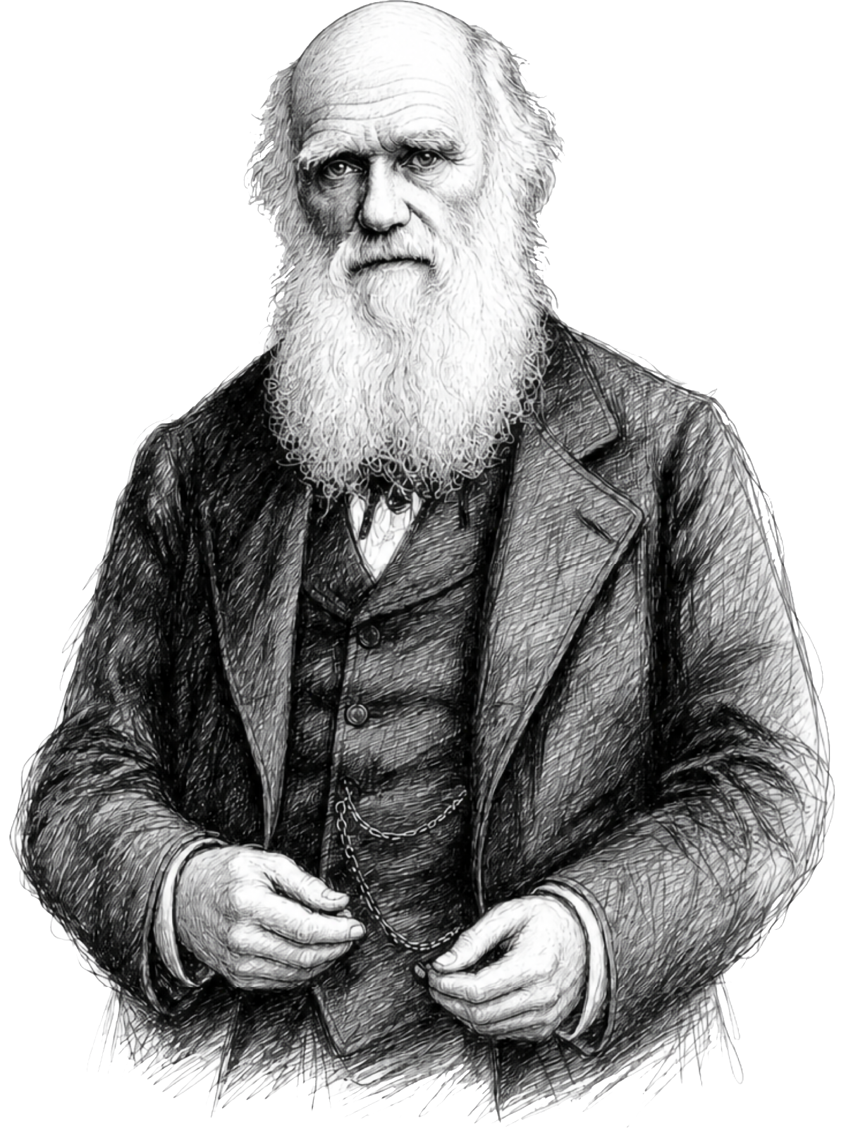 Retrato ilustrado de Charles Darwin