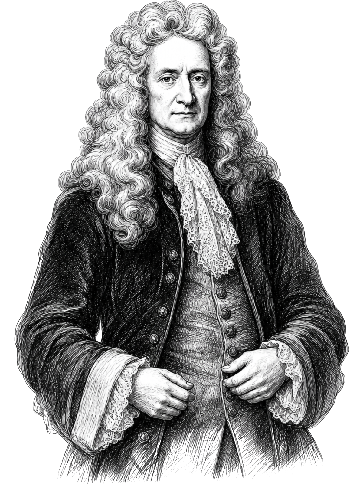 Retrato ilustrado de Isaac Newton
